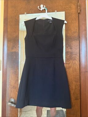 French Connection Black Cap Sleeve Fit-and-Flare Mini Dress